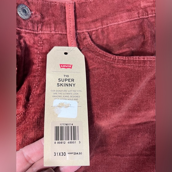 NWT LEVI’S 710 Super Skinny Corduroy Jeans 31 - Picture 4 of 6